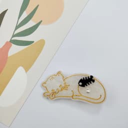 image-PAWSOME PETS NEW YORK Hand-painted Sleeping Cat Hair Clip all colors | Eco-Friendly