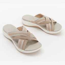 image-Large size foreign trade 2021 summer new flat bottom slope with fish mouth flying cross sandals female wish Amazon cross-border