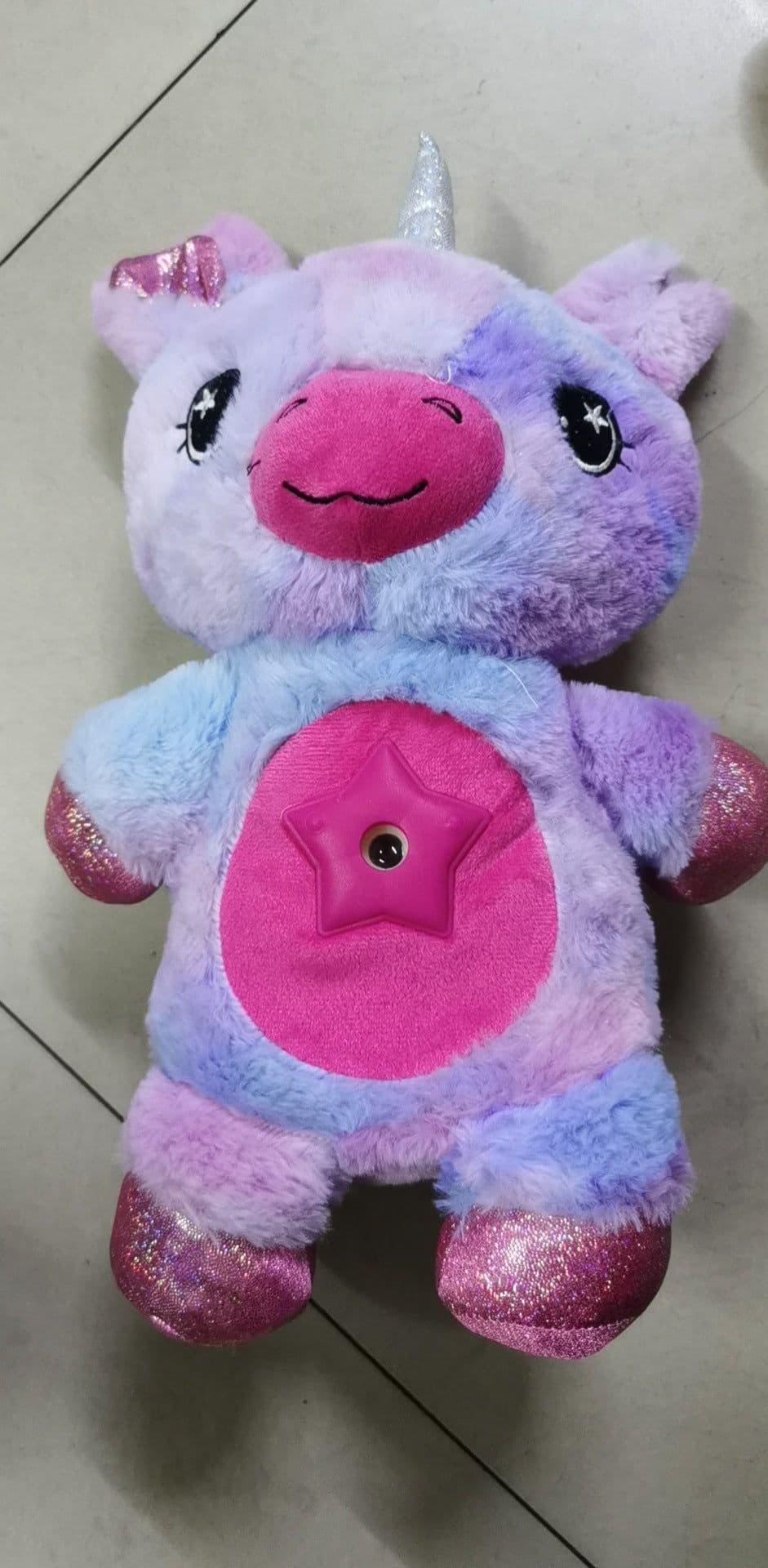 image-Cross-border foreign trade spot children's baby cartoon plush starry sky dream projection lamp Christmas light appease toy lamp