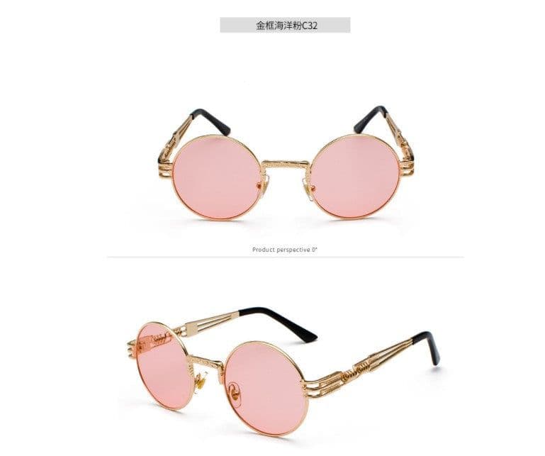 image-European and American personality steampunk sunglasses round frame trendy ladies sunglasses men's travel street shooting glasses E8010