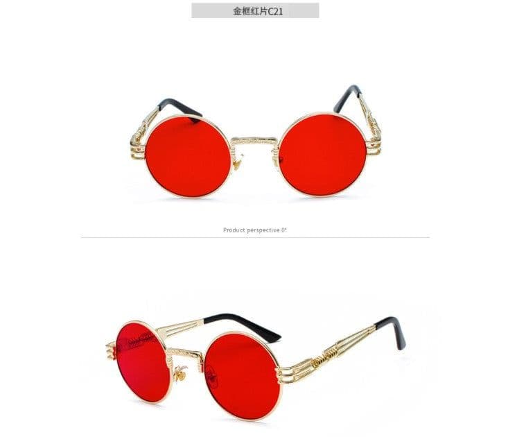 image-European and American personality steampunk sunglasses round frame trendy ladies sunglasses men's travel street shooting glasses E8010