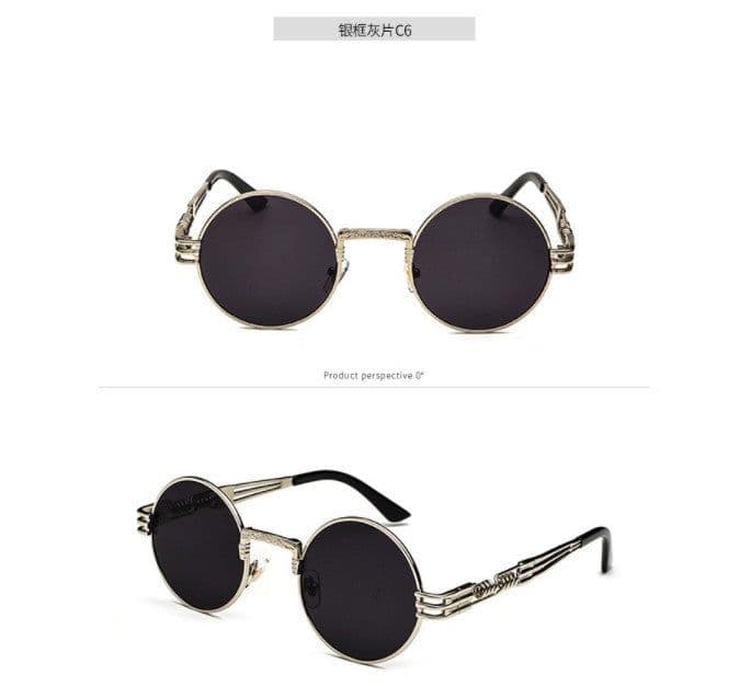 image-European and American personality steampunk sunglasses round frame trendy ladies sunglasses men's travel street shooting glasses E8010