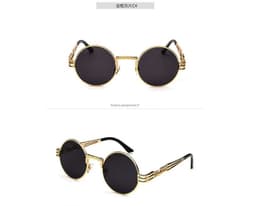 image-European and American personality steampunk sunglasses round frame trendy ladies sunglasses men's travel street shooting glasses E8010
