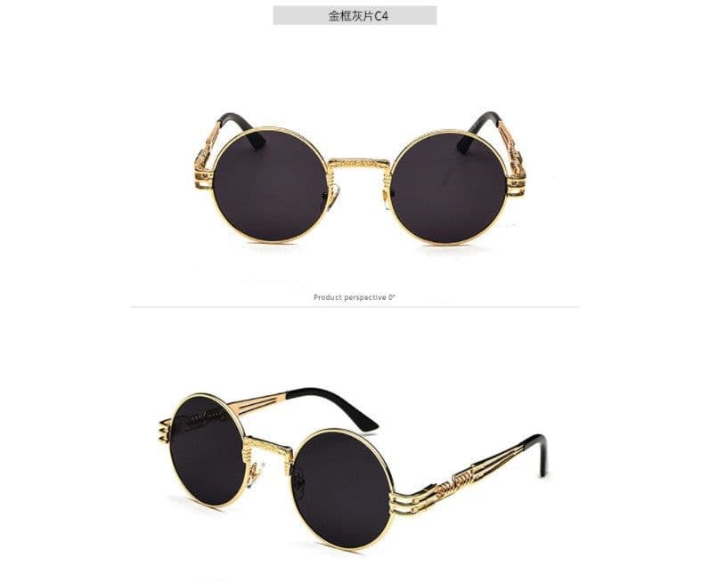 image-European and American personality steampunk sunglasses round frame trendy ladies sunglasses men's travel street shooting glasses E8010
