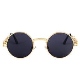image-European and American personality steampunk sunglasses round frame trendy ladies sunglasses men's travel street shooting glasses E8010