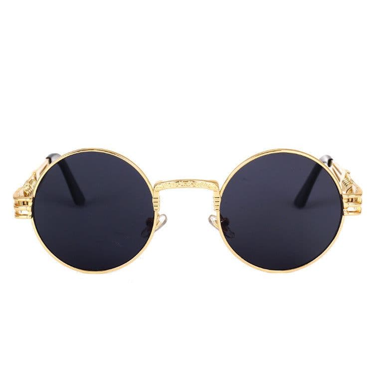 image-European and American personality steampunk sunglasses round frame trendy ladies sunglasses men's travel street shooting glasses E8010
