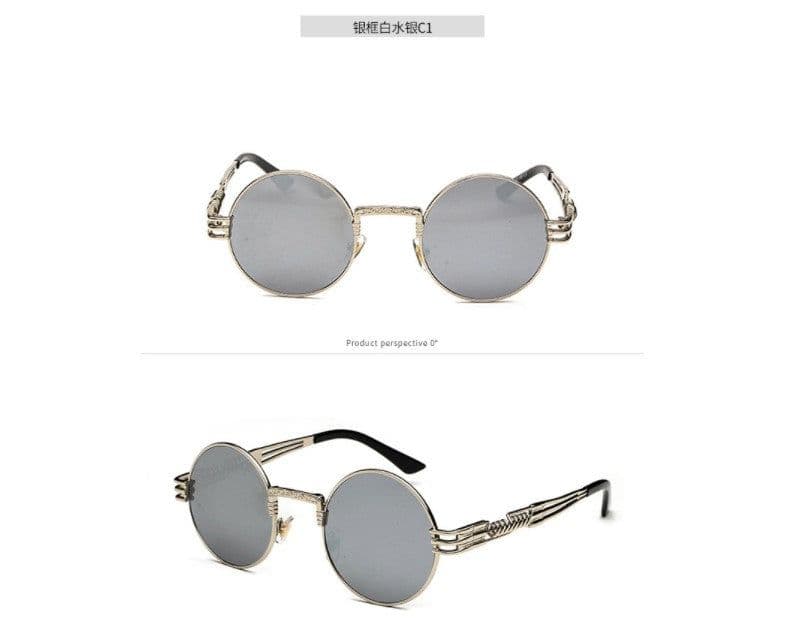 image-European and American personality steampunk sunglasses round frame trendy ladies sunglasses men's travel street shooting glasses E8010
