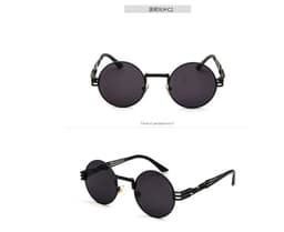 image-European and American personality steampunk sunglasses round frame trendy ladies sunglasses men's travel street shooting glasses E8010