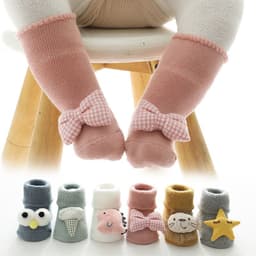 image-21 Autumn and Winter Baby Warm Socks Baby Non-Slip Velvet Thickening Terry-Loop Hosiery Middle-Long Stockings
