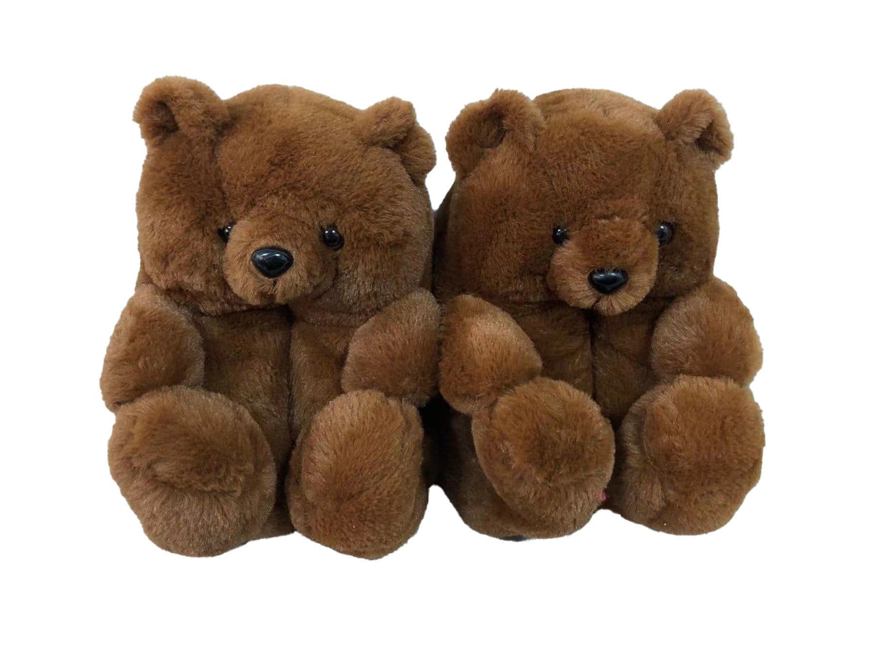 image-Spot cross-border cute teddy bear slippers teddy bear slippers floor home plush thick warmth