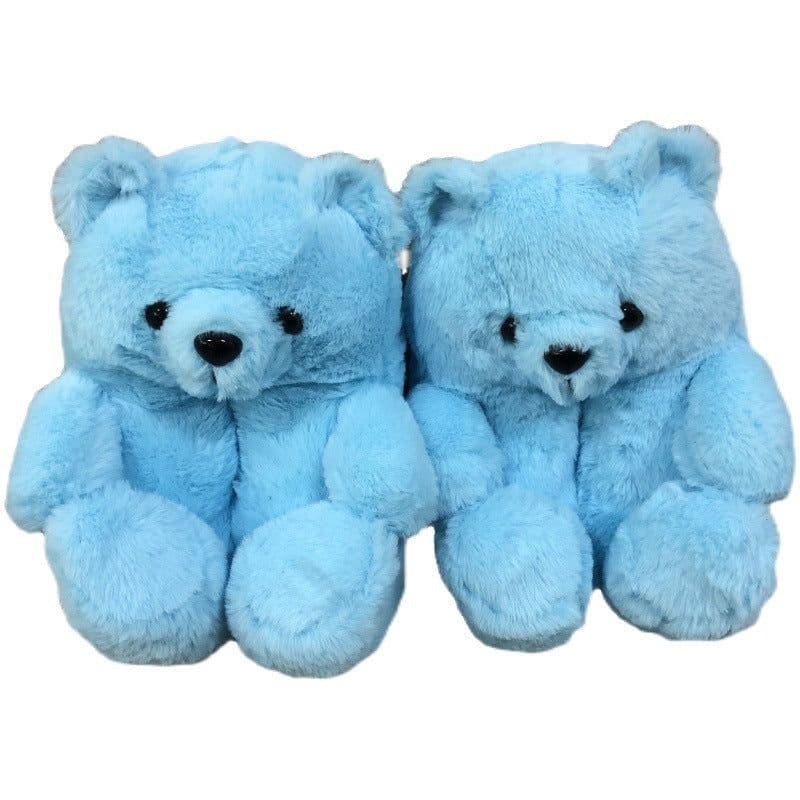 image-Spot cross-border cute teddy bear slippers teddy bear slippers floor home plush thick warmth