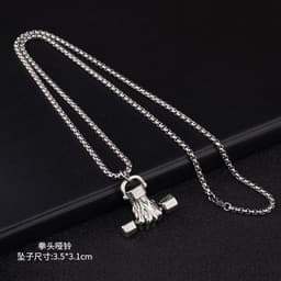 image-fist dumbbell pendant hip-hop men's necklace