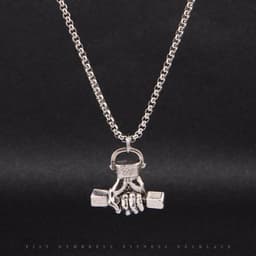 image-fist dumbbell pendant hip-hop men's necklace