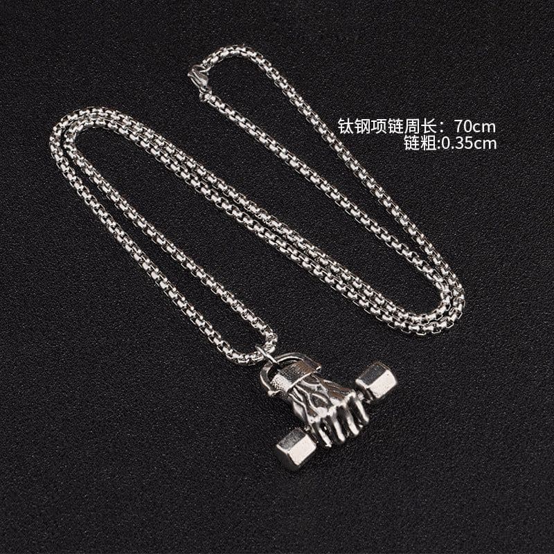 image-fist dumbbell pendant hip-hop men's necklace