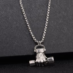 image-fist dumbbell pendant hip-hop men's necklace