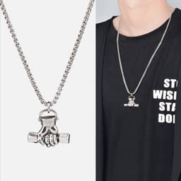 image-fist dumbbell pendant hip-hop men's necklace