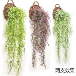 image-Simulation Admiralty willow wall hanging rattan flower vine artificial flower rattan living room wall hanging wall plastic flower artificial flower green plant