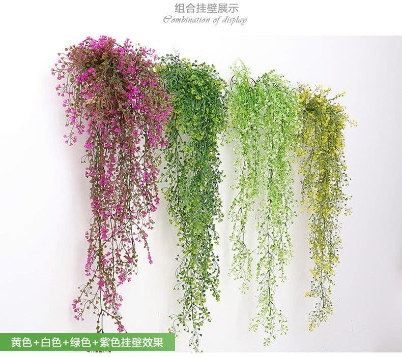 image-Simulation Admiralty willow wall hanging rattan flower vine artificial flower rattan living room wall hanging wall plastic flower artificial flower green plant