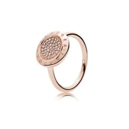 image-Dawn Pan's S925 Sterling Silver Rose Gold Crown Bow Round Diamond Ring Lovers Fallen Leaves Charm Romantic Ring