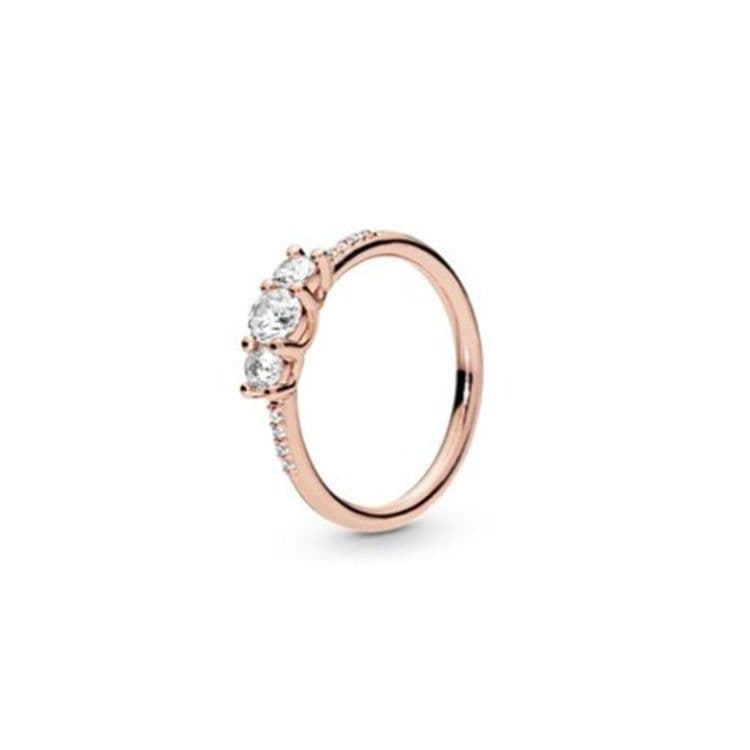 image-Dawn Pan's S925 Sterling Silver Rose Gold Crown Bow Round Diamond Ring Lovers Fallen Leaves Charm Romantic Ring