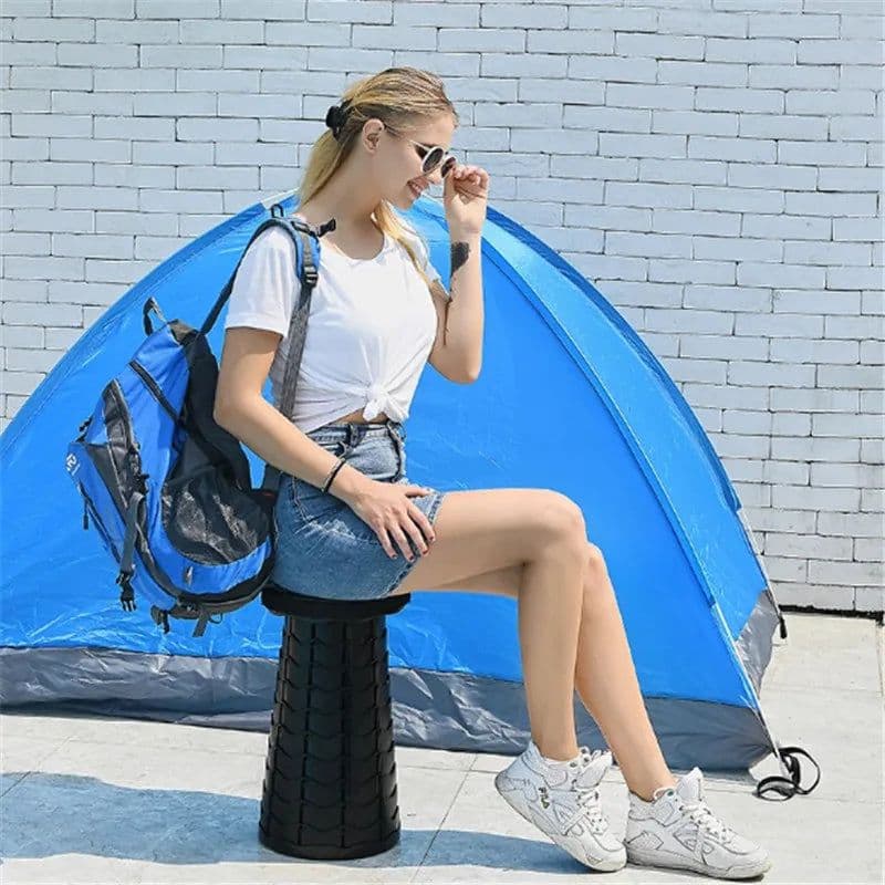 image-Outdoor Furniture Retractable Stool Chairs Portable Stool Lounge Folding Chair Camping Stool Foldable Convenient Fishing Chair