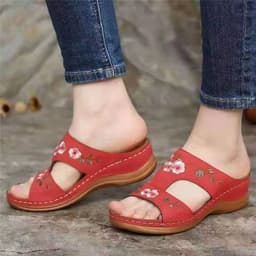 image-2021 summer slope with foreign trade plus size Europe and America fish mouth sponge cake solid color fairy printing casual sandals and slippers in stock