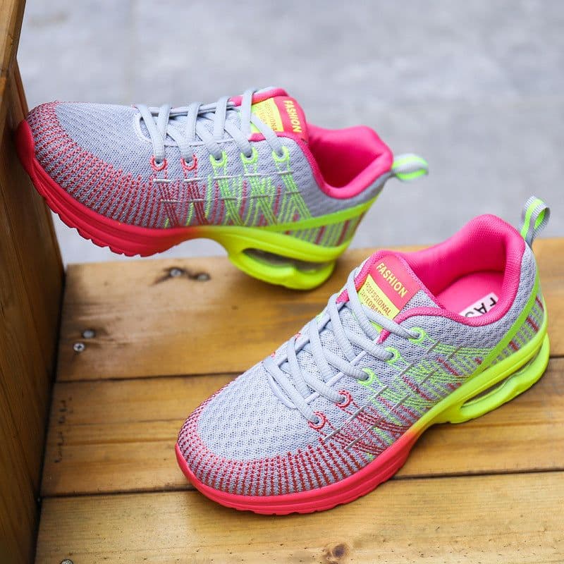 image-Cross-border sports shoes women spring new trend casual shoes 2021 flying woven breathable soft bottom cushion running shoes women's shoes