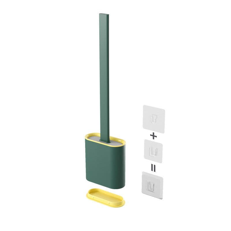 image-Xiangjiayoupin creative wall-mounted crevice long handle toilet brush soft glue brush head set household toilet cleaning brush
