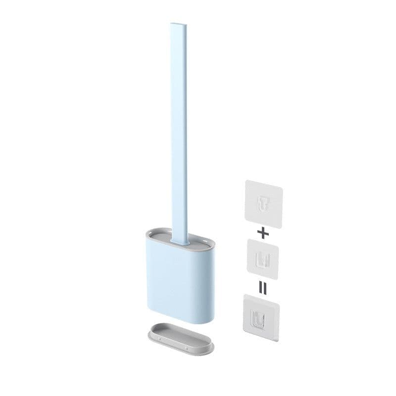 image-Xiangjiayoupin creative wall-mounted crevice long handle toilet brush soft glue brush head set household toilet cleaning brush