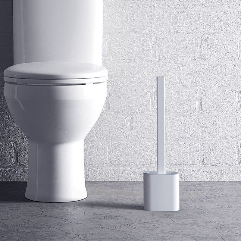 image-Xiangjiayoupin creative wall-mounted crevice long handle toilet brush soft glue brush head set household toilet cleaning brush