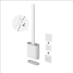 image-Xiangjiayoupin creative wall-mounted crevice long handle toilet brush soft glue brush head set household toilet cleaning brush