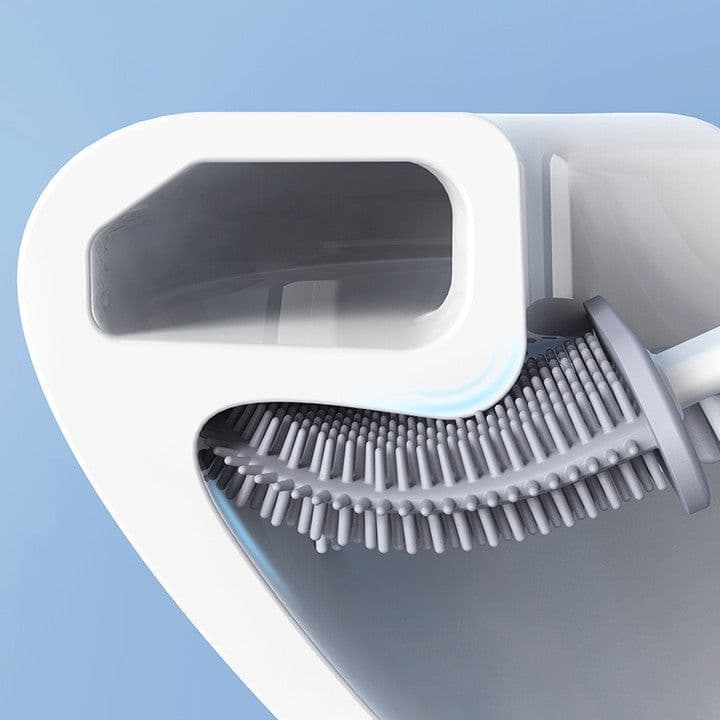 image-Xiangjiayoupin creative wall-mounted crevice long handle toilet brush soft glue brush head set household toilet cleaning brush