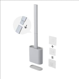 image-Xiangjiayoupin creative wall-mounted crevice long handle toilet brush soft glue brush head set household toilet cleaning brush