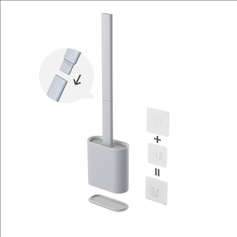 image-Xiangjiayoupin creative wall-mounted crevice long handle toilet brush soft glue brush head set household toilet cleaning brush