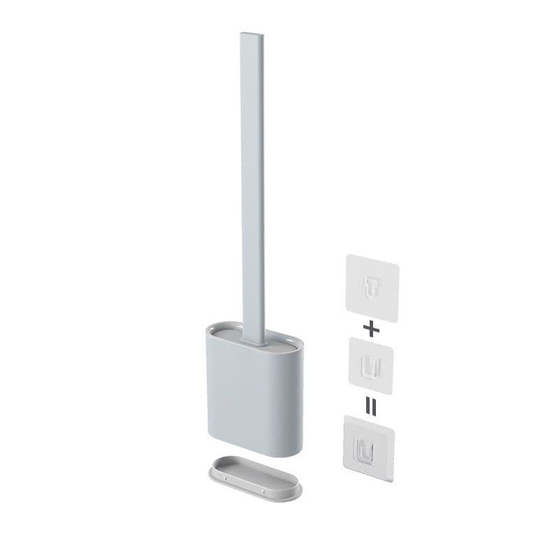 image-Xiangjiayoupin creative wall-mounted crevice long handle toilet brush soft glue brush head set household toilet cleaning brush