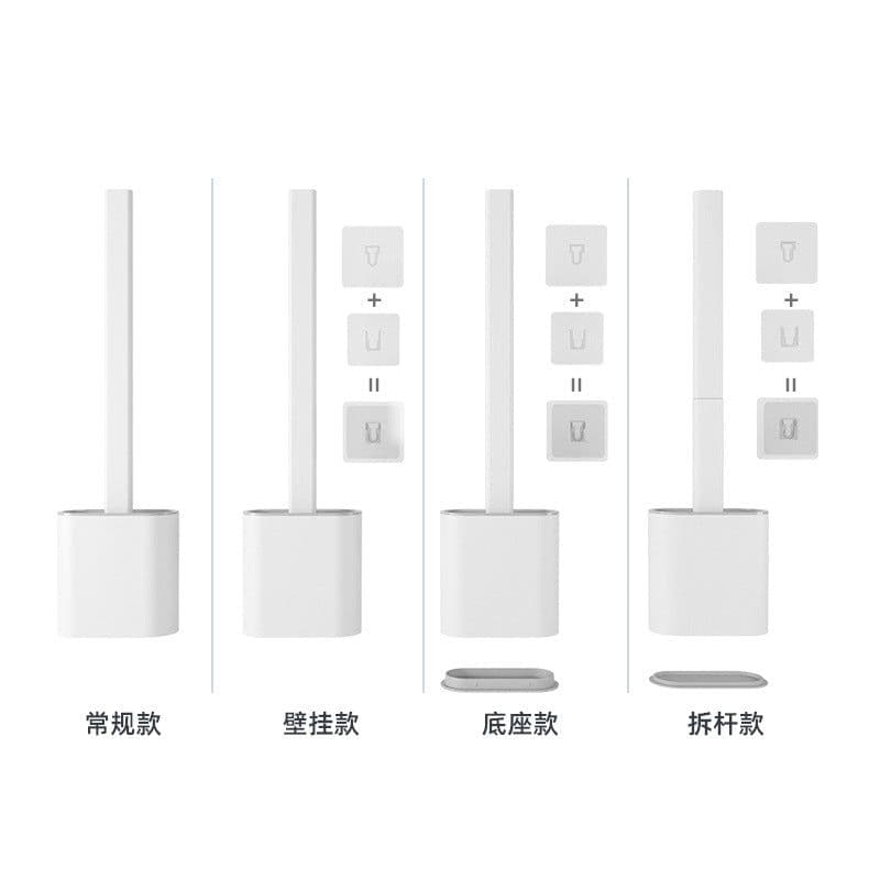 image-Xiangjiayoupin creative wall-mounted crevice long handle toilet brush soft glue brush head set household toilet cleaning brush