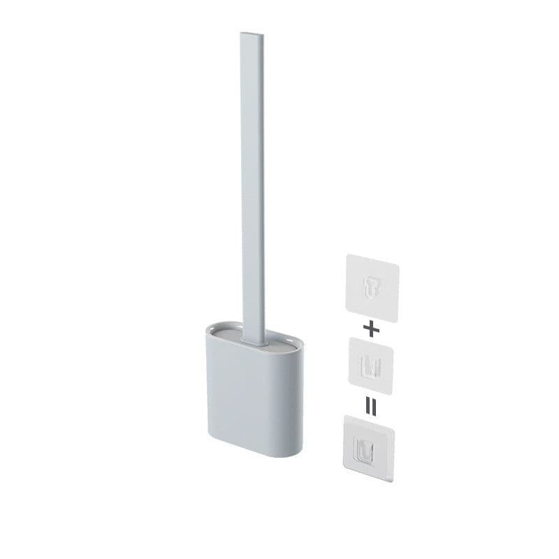 image-Xiangjiayoupin creative wall-mounted crevice long handle toilet brush soft glue brush head set household toilet cleaning brush