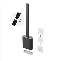image-Xiangjiayoupin creative wall-mounted crevice long handle toilet brush soft glue brush head set household toilet cleaning brush