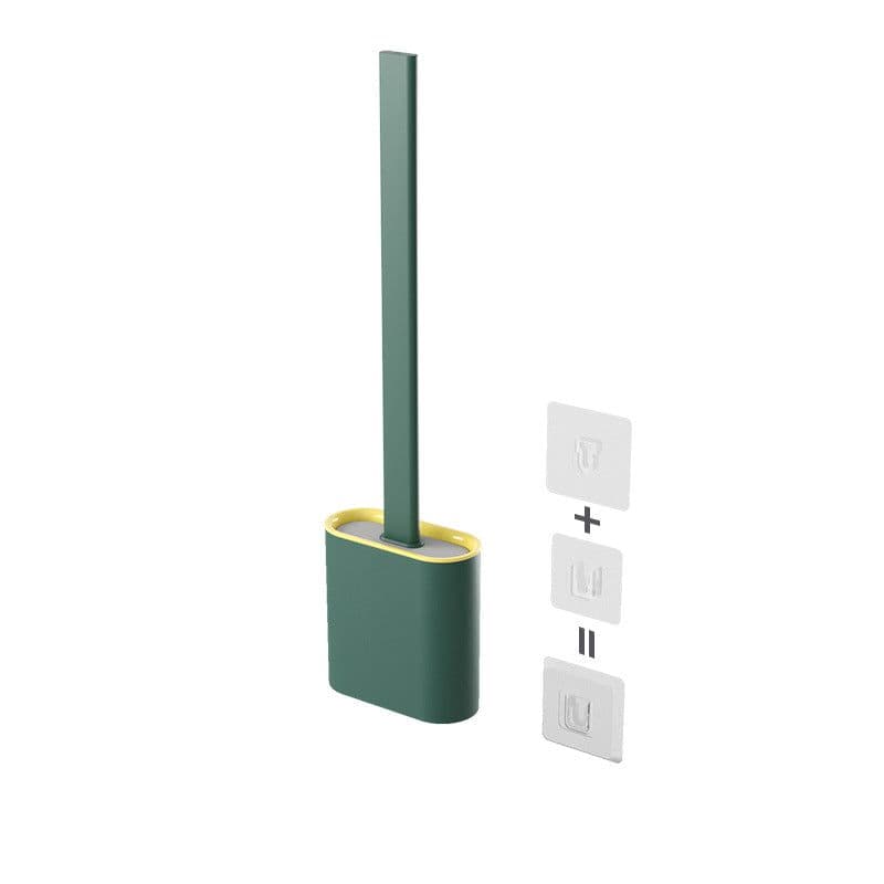 image-Xiangjiayoupin creative wall-mounted crevice long handle toilet brush soft glue brush head set household toilet cleaning brush