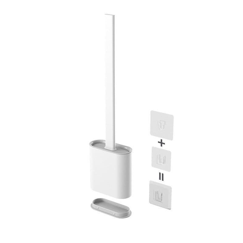 image-Xiangjiayoupin creative wall-mounted crevice long handle toilet brush soft glue brush head set household toilet cleaning brush