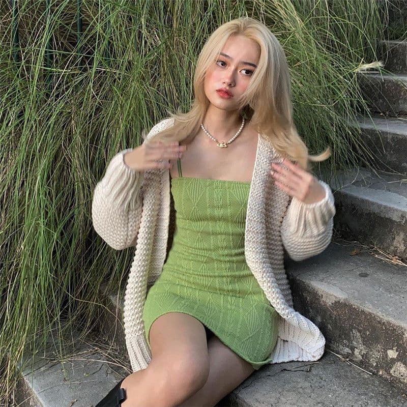 image-European and American fashion trend 2021 foreign trade summer new product women's pure color sexy sling short skirt high waist dress