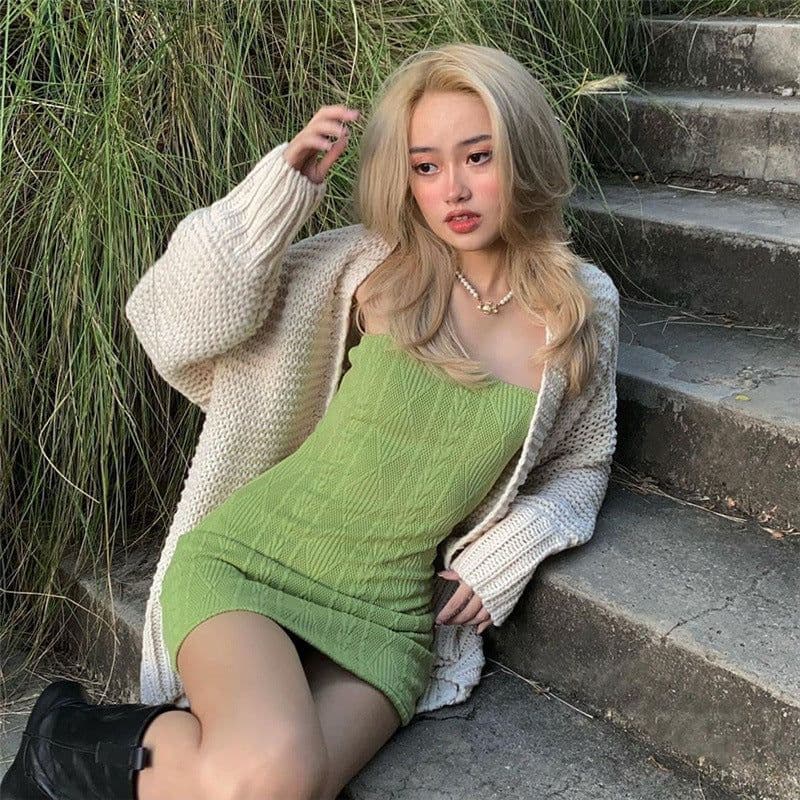 image-European and American fashion trend 2021 foreign trade summer new product women's pure color sexy sling short skirt high waist dress