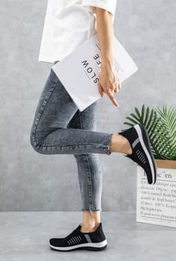 image-AliExpress independent station foreign trade cross-border large size flying weaving women's shoes casual sports mom shoes socks breathable summer