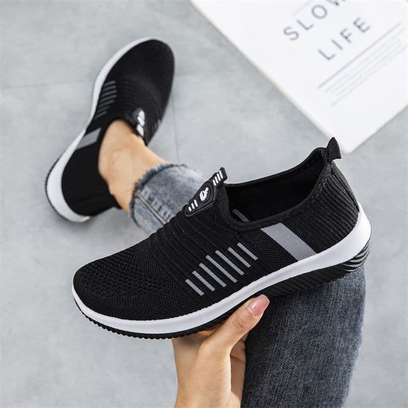 image-AliExpress independent station foreign trade cross-border large size flying weaving women's shoes casual sports mom shoes socks breathable summer