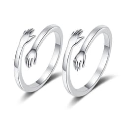 image-New product Mori Department of Love Hug couple rings open mouth rings a pair of simple Korean male and female student bracelets
