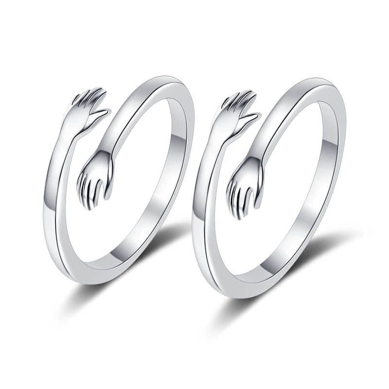 image-New product Mori Department of Love Hug couple rings open mouth rings a pair of simple Korean male and female student bracelets