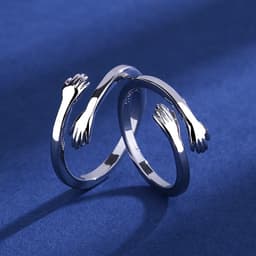 image-New product Mori Department of Love Hug couple rings open mouth rings a pair of simple Korean male and female student bracelets