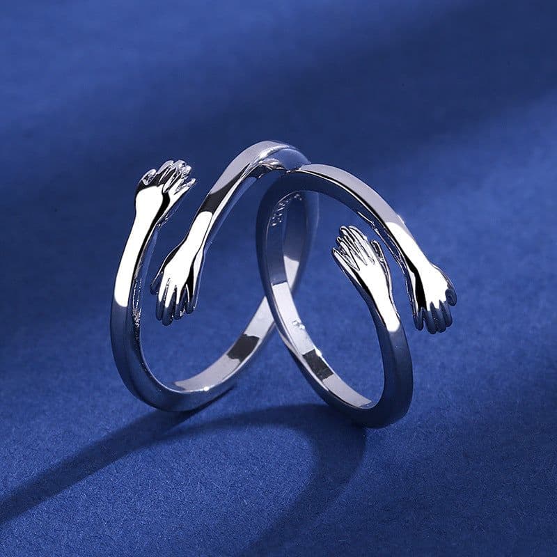 image-New product Mori Department of Love Hug couple rings open mouth rings a pair of simple Korean male and female student bracelets
