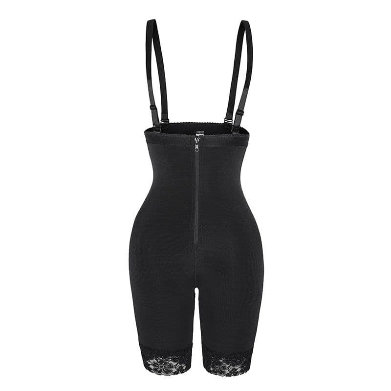 image-Cross-border elastic mesh high waist abdomen butt lifter suspenders waist body sculpting ladies corset