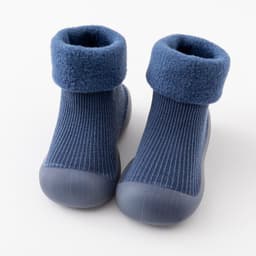image-Fall/winter baby solid color soft-soled non-slip toddler shoes children's mid-tube indoor snow warm socks shoes plus velvet thickening